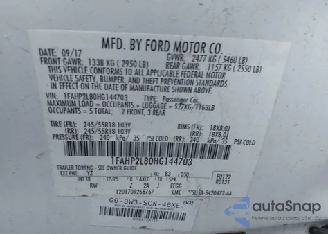 2017 Ford Police Interceptor z USA, uszkodzony, nr VIN 1FAHP2L80HG144703